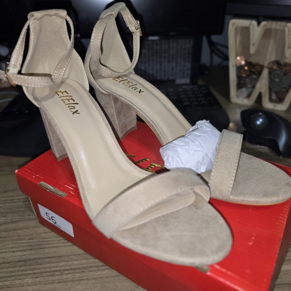 Tan High Heel Strappy Sandals
